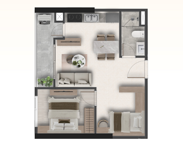 Căn hộ 1 phòng ngủ A&T