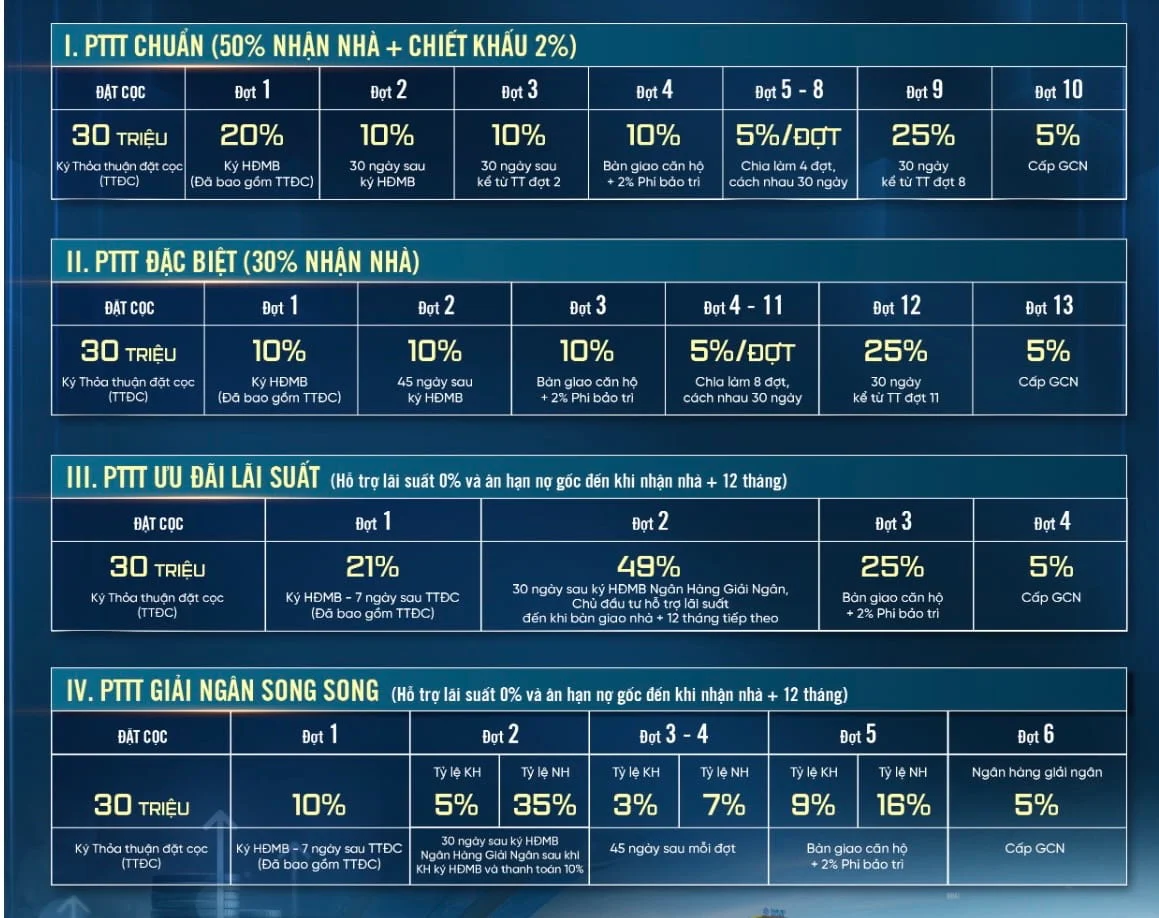 Tiến độ thanh toán Diamond Boulevard