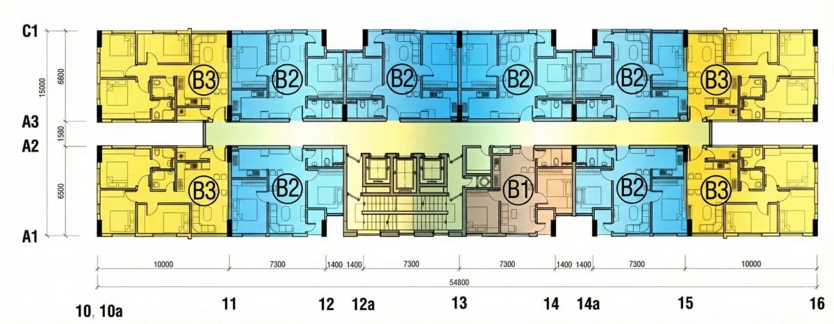 Mặt bằng tháp B căn hộ STC Tân Phú
