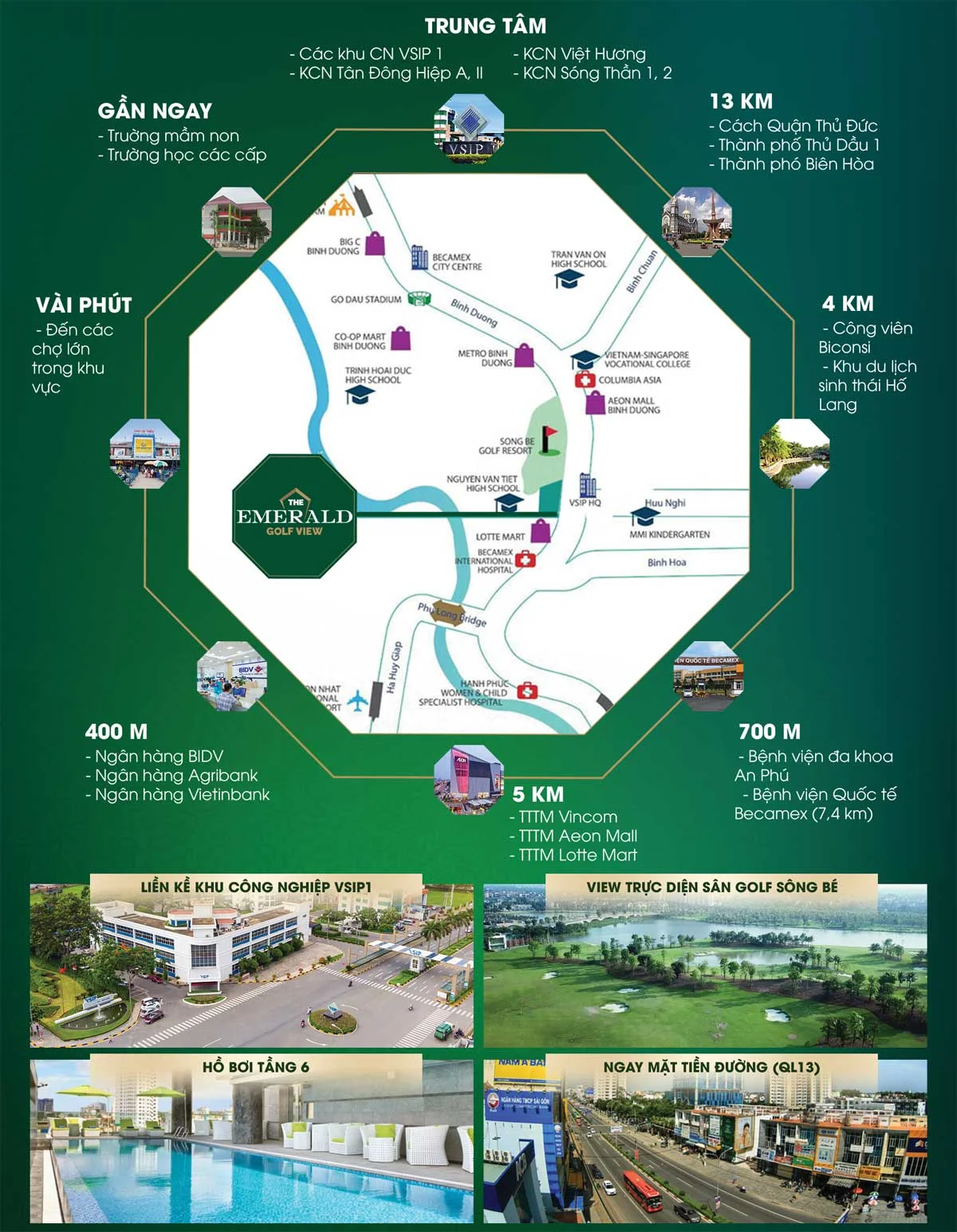 Kết nối tiện ích ngoại khu The Emerald Golf View